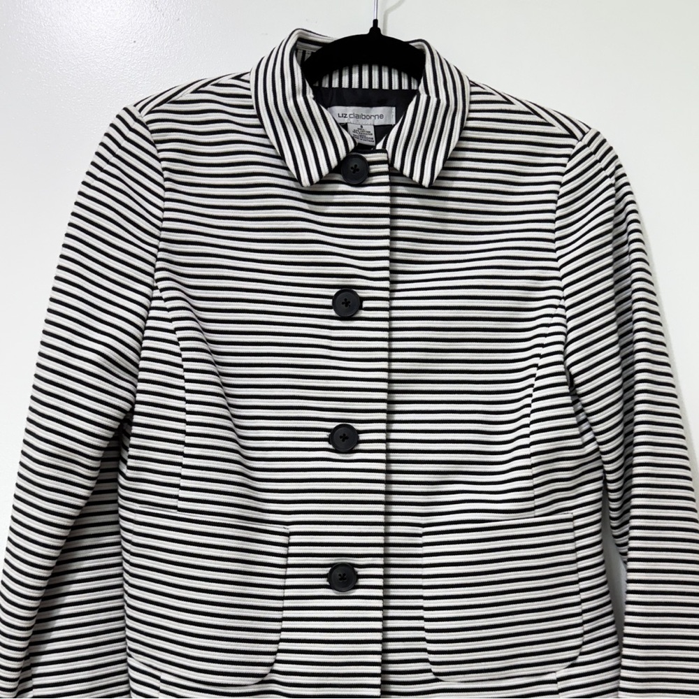 Liz Claiborne Black and White Striped Blazer